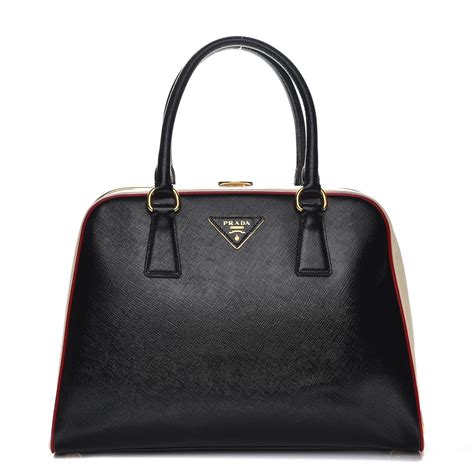 prada pyramid vernice saffiano leather nero bianco rosso black|Bags .